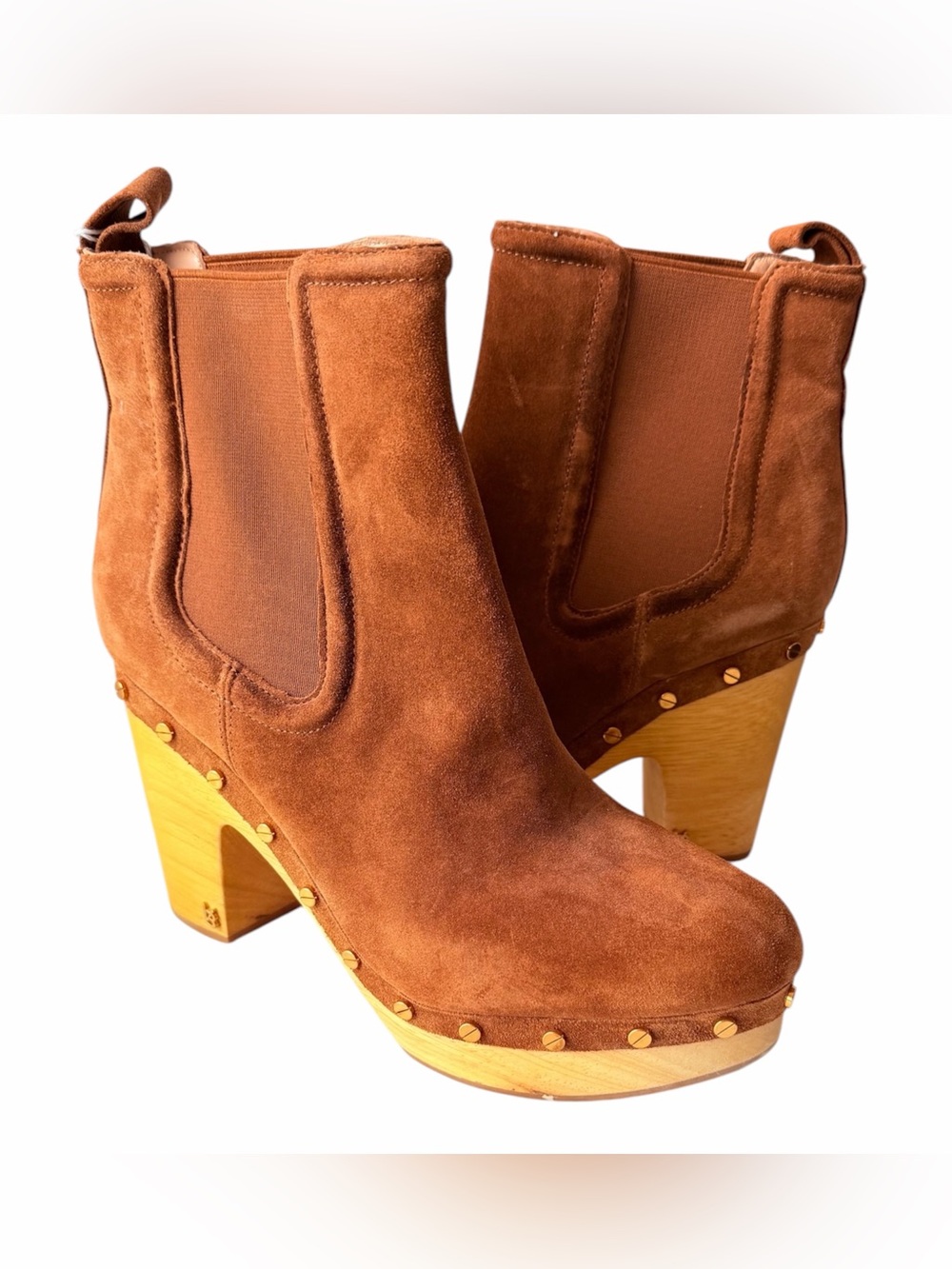 Veronica Beard Decker Platform High Heel Clog Booties In Brown Suede Size 10